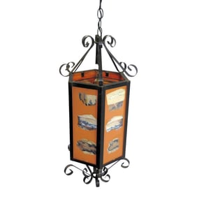 Vintage 1960s Authentic 18 Geode 6 Sided Swag Pendant Light