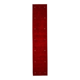 Modern Gabbeh Handmade Red Geometric Wool Runner
