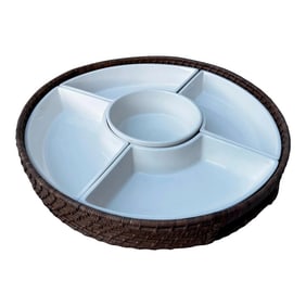 Woven Rattan Divided Dish Tray