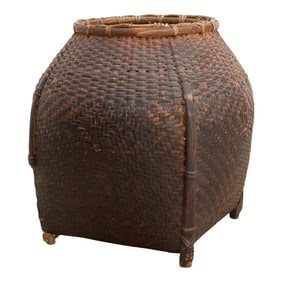 Antique Handwoven Basket From West Nepal