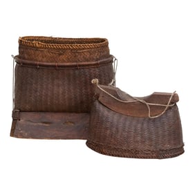 Vintage Rustic Finely Woven Thai Basket