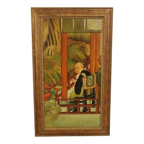 Two Arhats Framed Chinese Oil Painting on Canvas