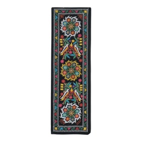 Colorful Velvet Bird Suzani Table Runner