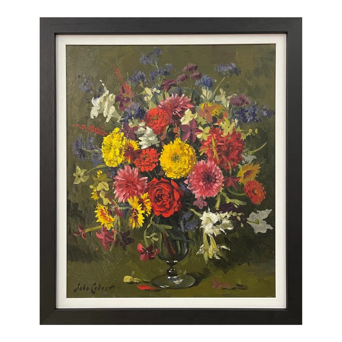 John Whitlock Codner RWA, Still Life Oil Painting of Flowers in Glass Vase by 20th Century British A (1 of 13)