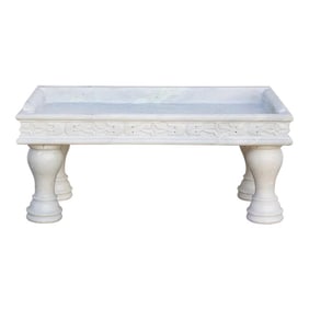 Floral Handcarved Marble Trough Coffee Table
