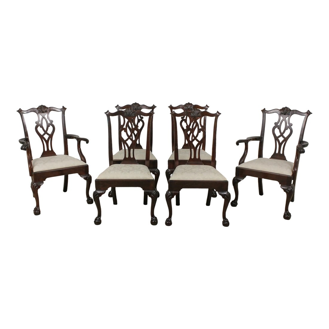 Set of 6 Stickley Chippendale Ball & Claw Dining Chairs: Age: Approx: 20 Years Old Details: Solid Mahogany Ball & Claw Feet Shell Carved Knees Fine Carved Details High Quality Construction 18 C. Design Chippendale Style Traditional Style Dark Mahogany Finis