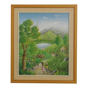 Haitian School St Croix Hand Painted Oil Painting on Canvas