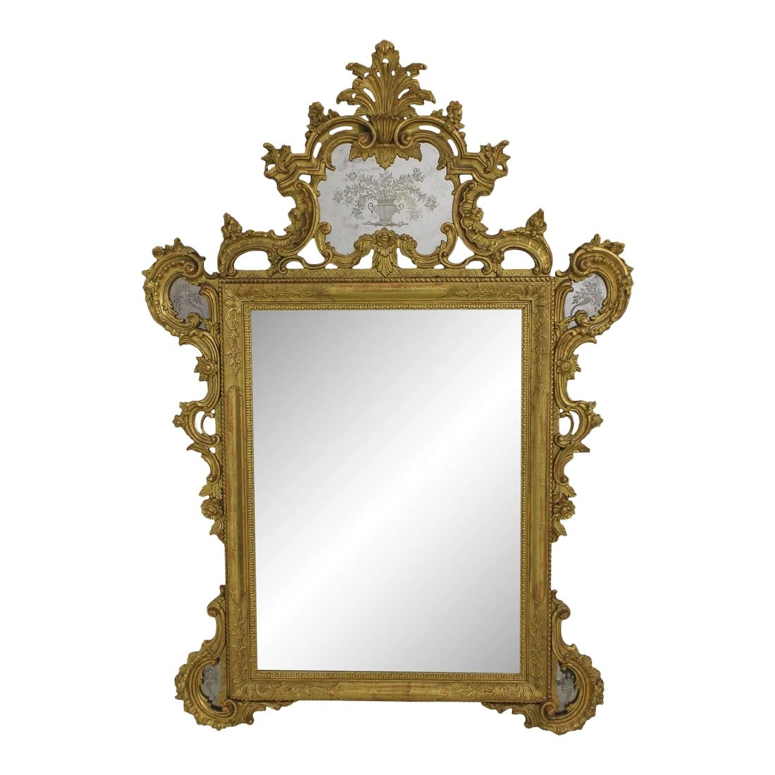 Italian Ornately Carved Gilt Wood Framed Gold Mirror (1 of 13)