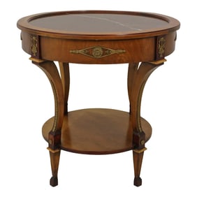 Round French Neoclassical Design Round Marble Top Lamp Table
