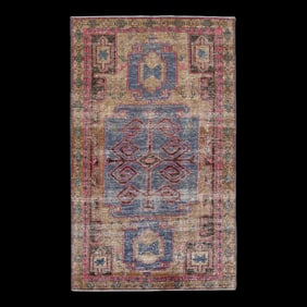 1960s Vintage Persian Distressed Handmade Tribal Navy Blue Wool Rug