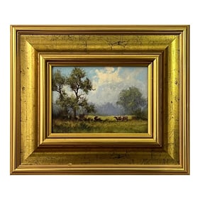 James Wright, Country Lane with Trees & Birds in English Countryside by 20th Century Artist, 1980