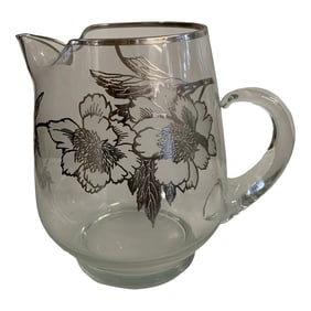 1960s Dorothy Thorpe Glass and Sterling Silver Overlay Beverage Pitcher