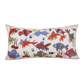 Suzani Pictorial Bed Pillow Cover 18'' X 34''