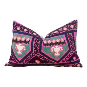Magenta Lake Suzani Lumbar Pillow