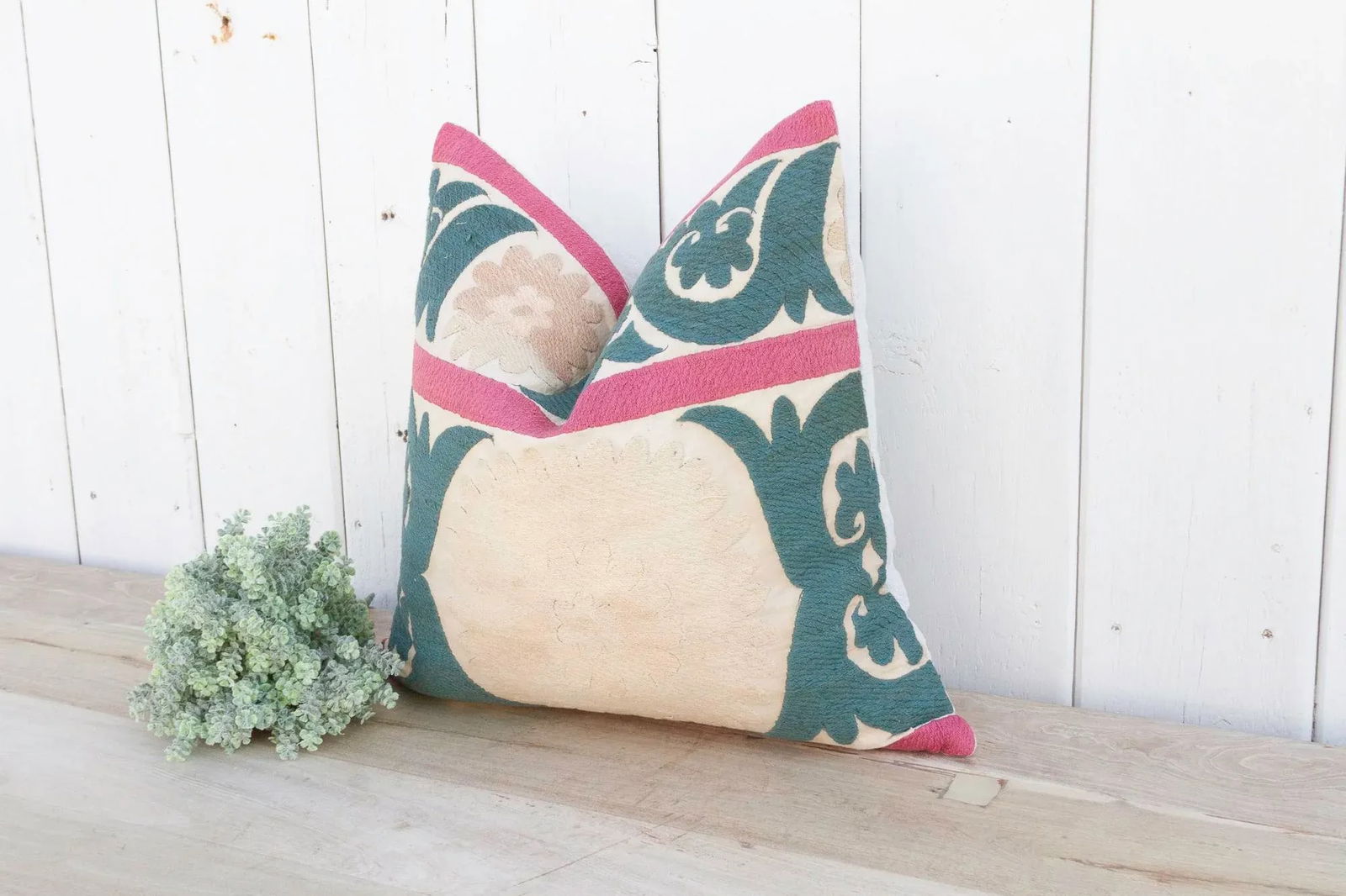 Summer Pink Vintage Suzani Pillow - 4