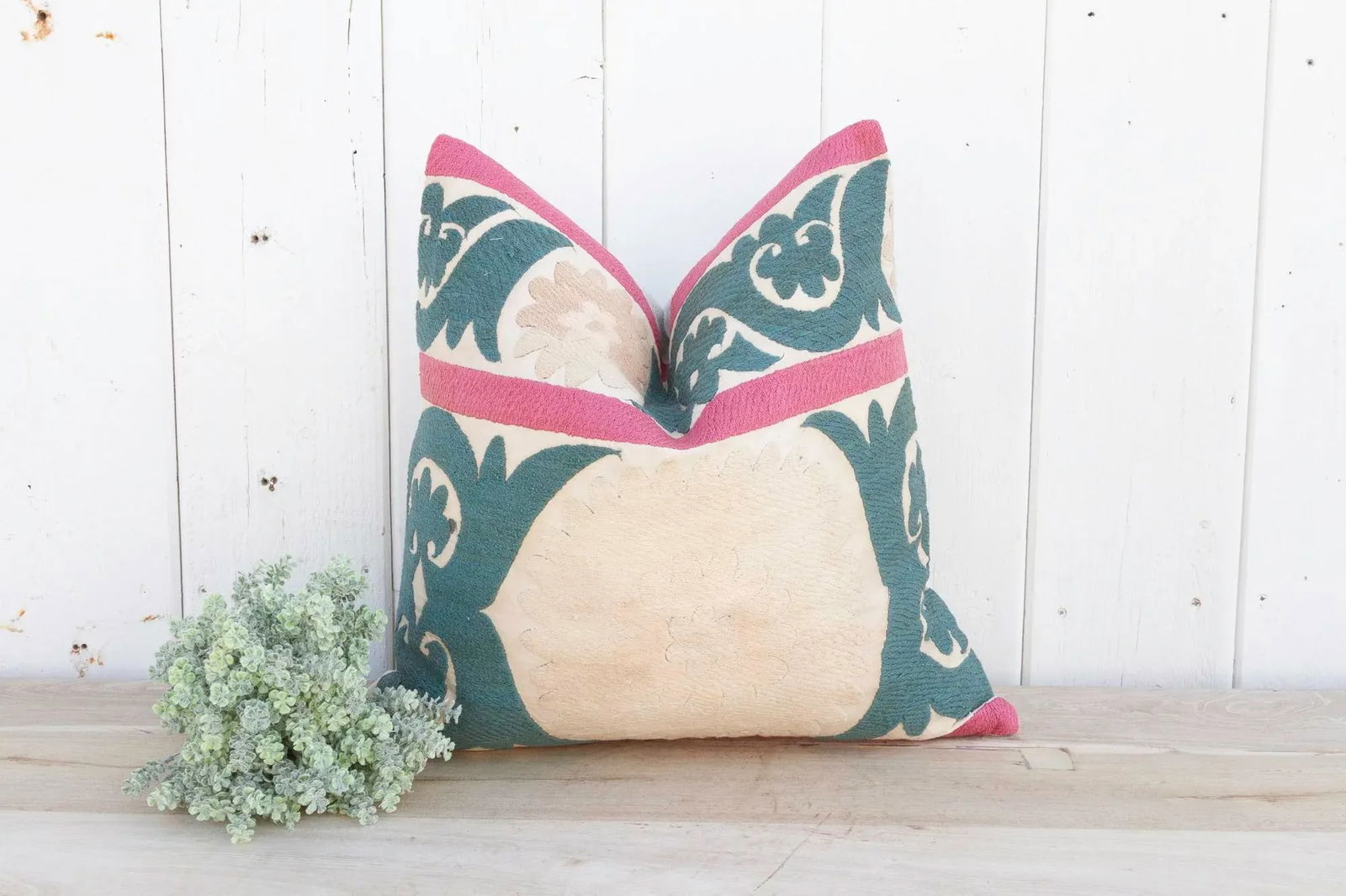 Summer Pink Vintage Suzani Pillow - 8