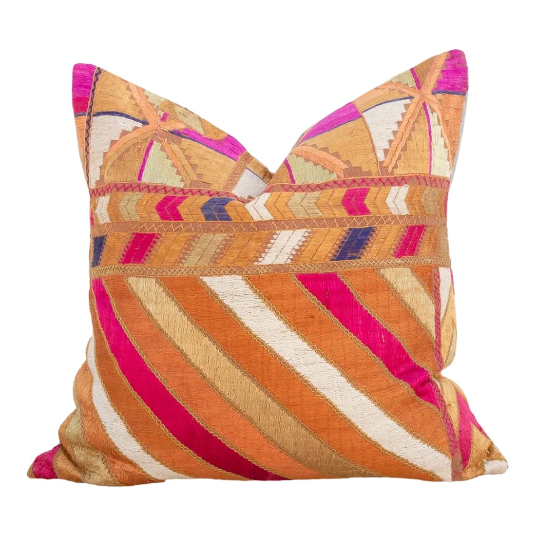 Pumpkin Spiced Silk Phulkari Pillow