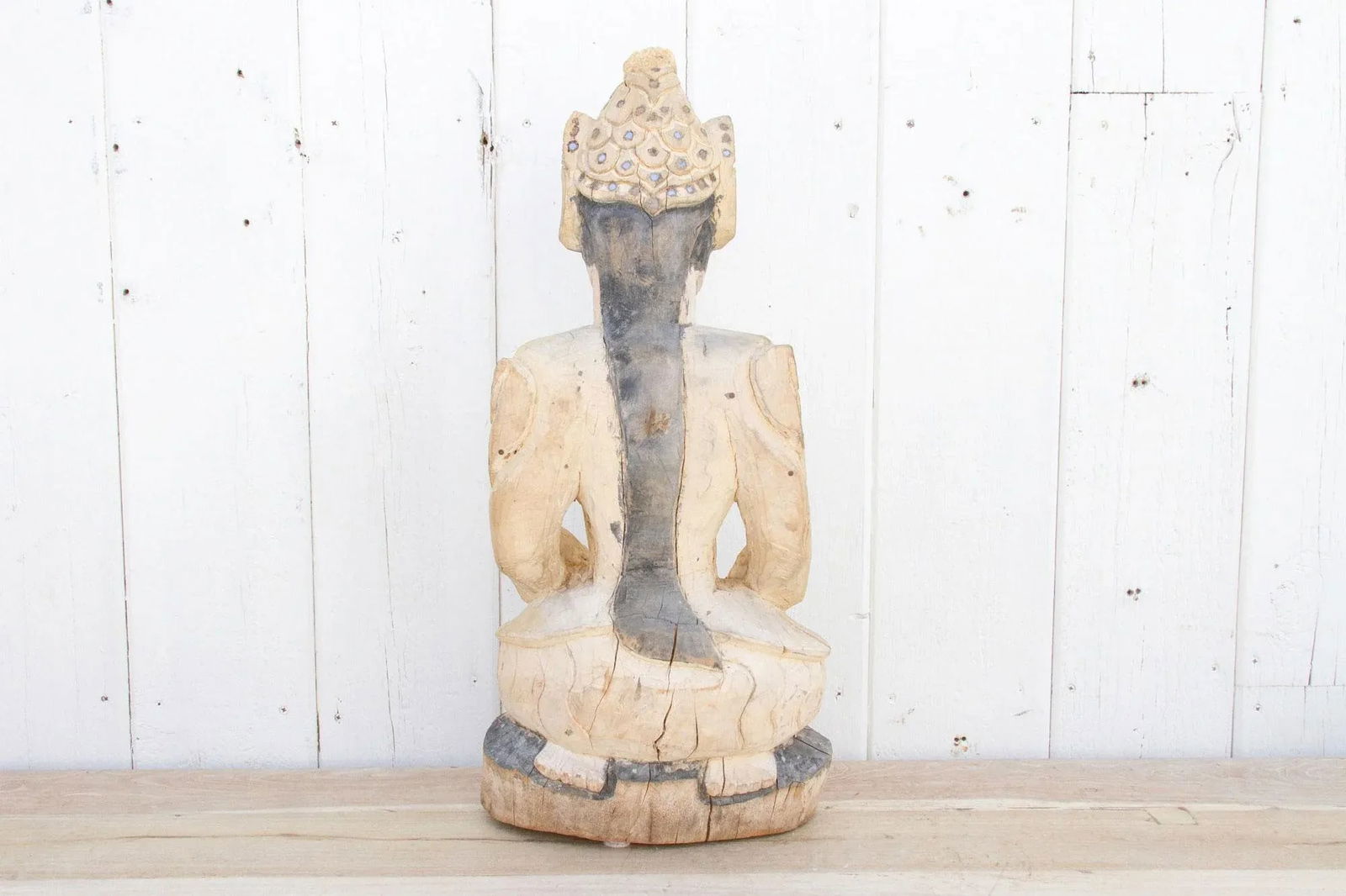 Antique Rangoon Bleached Kneeling Buddha - 9
