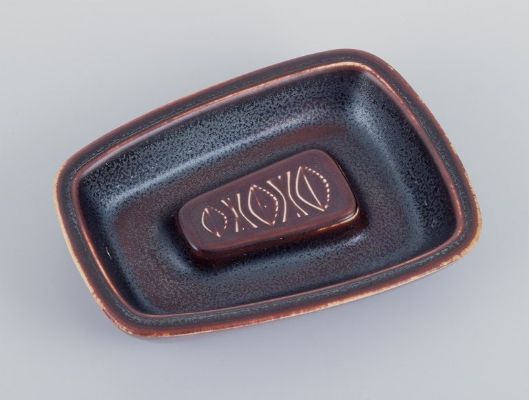 Gunnar Nylund for Rörstrand, ceramic bowl with glaze in brown tones.: Title: Gunnar Nylund for Rörstrand, ceramic bowl with glaze in brown tones. Description: Gunnar Nylund for Rörstrand, ceramic bowl with glaze in brown tones. From the 1960s. Marked. In perfe