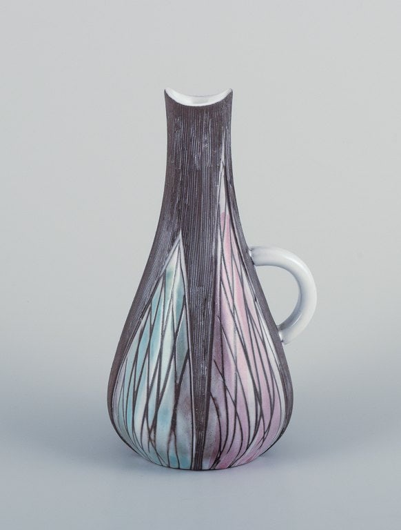 Mari Simmulson for Upsala Ekeby, Sweden. Ceramic vase and pitcher in modernist style with abstract - 2