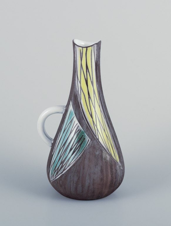 Mari Simmulson for Upsala Ekeby, Sweden. Ceramic vase and pitcher in modernist style with abstract - 3