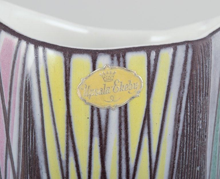 Mari Simmulson for Upsala Ekeby, Sweden. Ceramic vase and pitcher in modernist style with abstract - 7