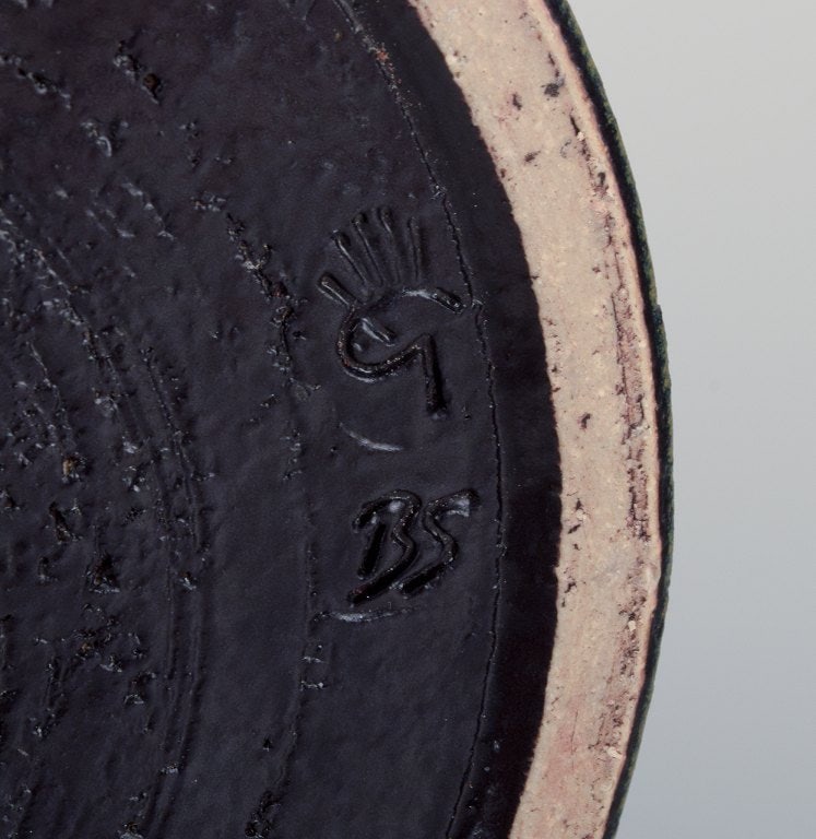 Britt-Louise Sundell for Gustavsberg, Sweden. Studiohand ceramic vase with glaze in greenish tones. - 5