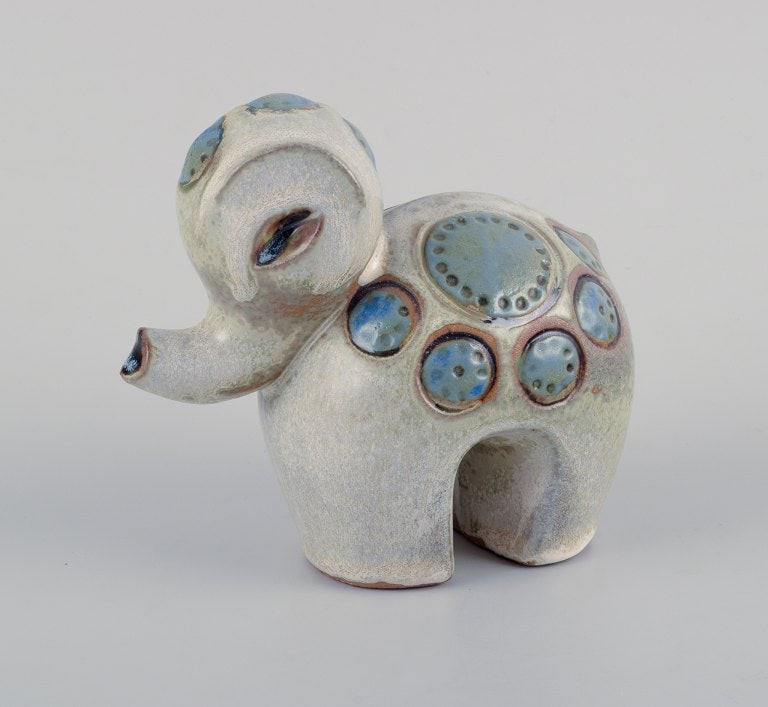 Britt-Louise Sundell for Gustavsberg. Ringo 1 baby elephant in glazed ceramics.: Title: Britt-Louise Sundell for Gustavsberg. Ringo 1 baby elephant in glazed ceramics. Description: Britt-Louise Sundell for Gustavsberg. Ringo 1 baby elephant in glazed ceramics. 1960's. In perfect c