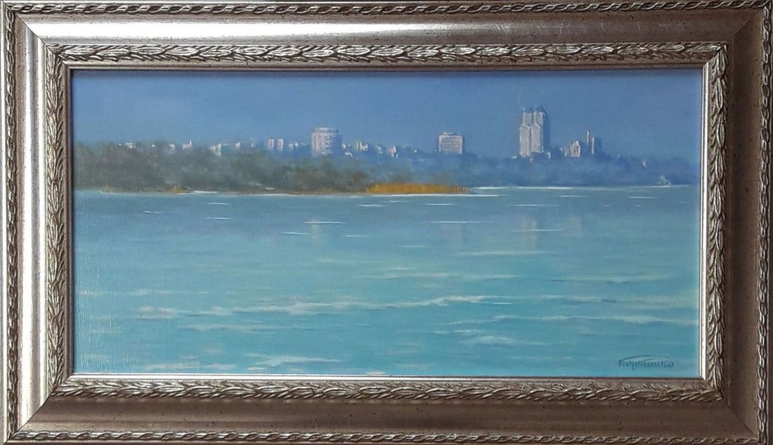 Oil painting Overlooking the city Vasily Korkishko: Title: Oil painting Overlooking the city Vasily Korkishko Description: NoKork 251*** ABOUT THIS PAINTING **** TITLE: "Overlooking the city" * ARTISTS: Vasily Korkishko* SIZE: 27x54 cm/'10.62x21.25 inc