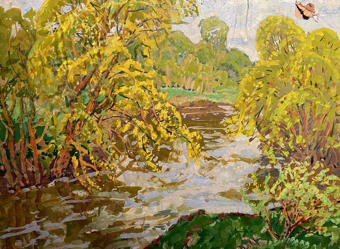 Oil painting Above a river Georgy Kolosovsky: Title: Oil painting Above a river Georgy Kolosovsky Description: NoGS 369*** ABOUT THIS PAINTING **** TITLE: "Above a river"* ARTISTS: Georgy Kolosovsky* SIZE: 70x50 cm/'27.55x19.68 inches'* MEDIUM: o