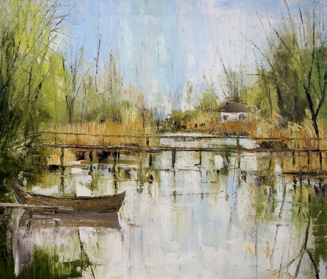 Oil painting Bridge to the village Merkulov Valentin Nikolaevich (1 of 8)