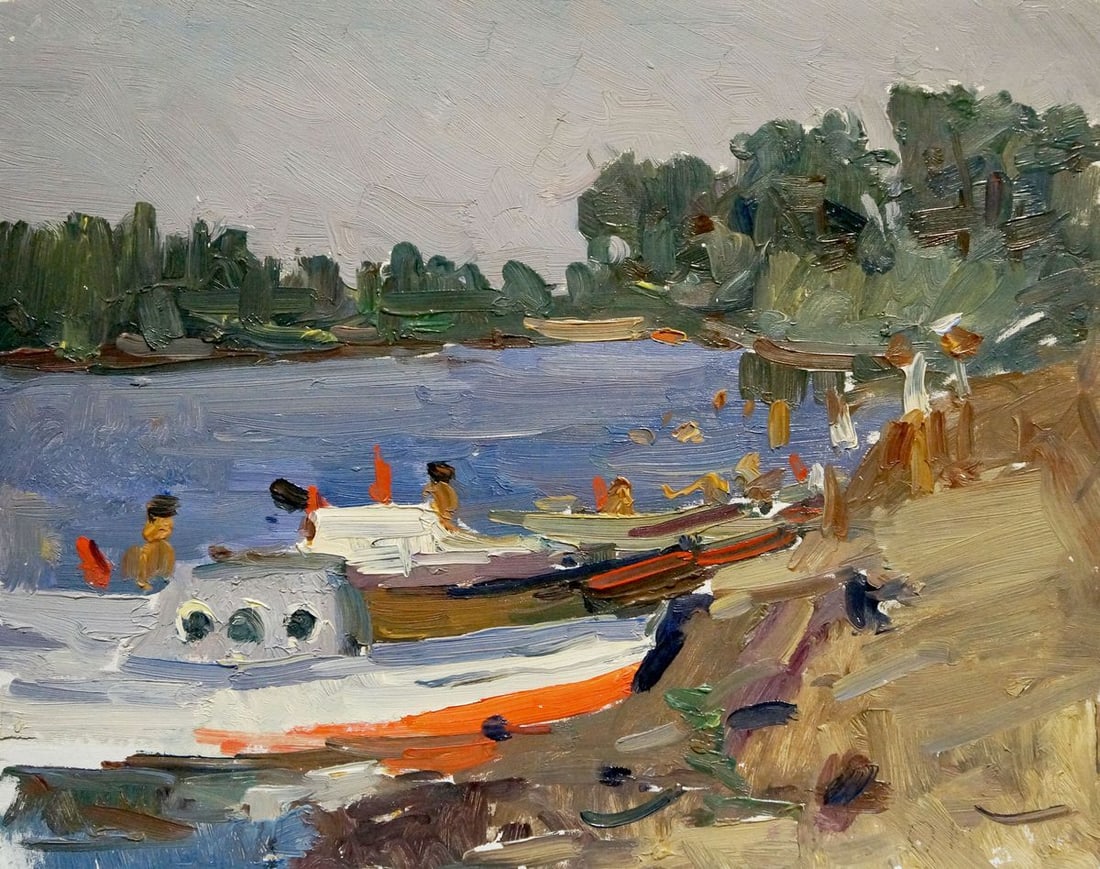 Oil painting Boat dock Maksimenko Alexander Grigorievich (1 of 8)