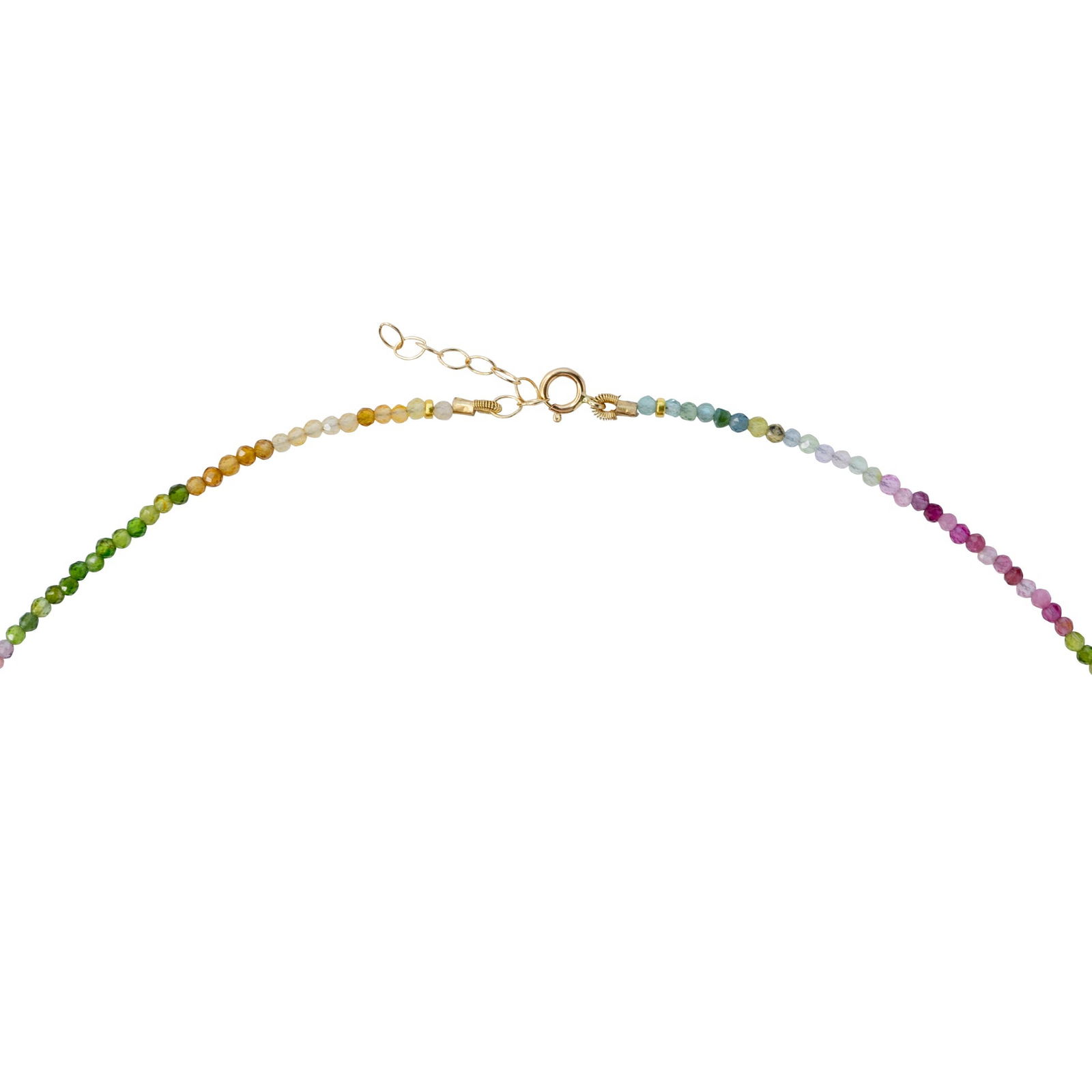 Tiny Rainbow Tourmaline Necklace 14k Gold - 3