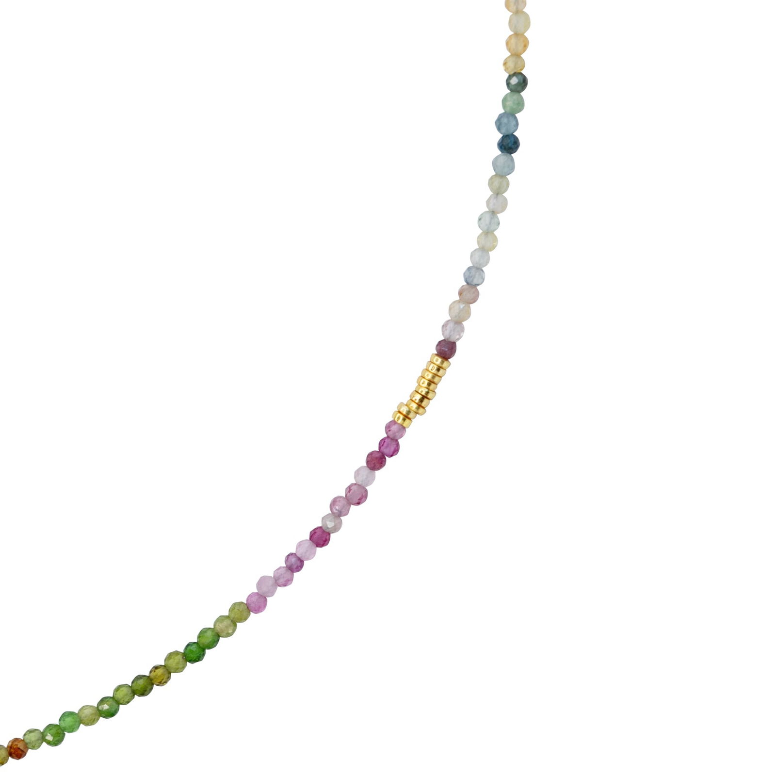 Tiny Rainbow Tourmaline Necklace 14k Gold - 4