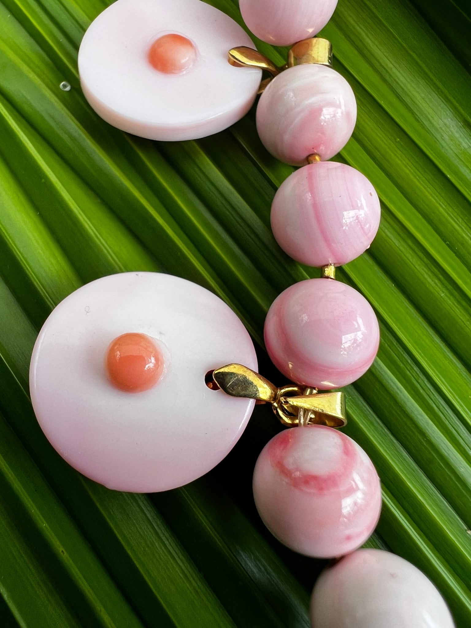 Conch Shell 16" Necklace with Coral - 4