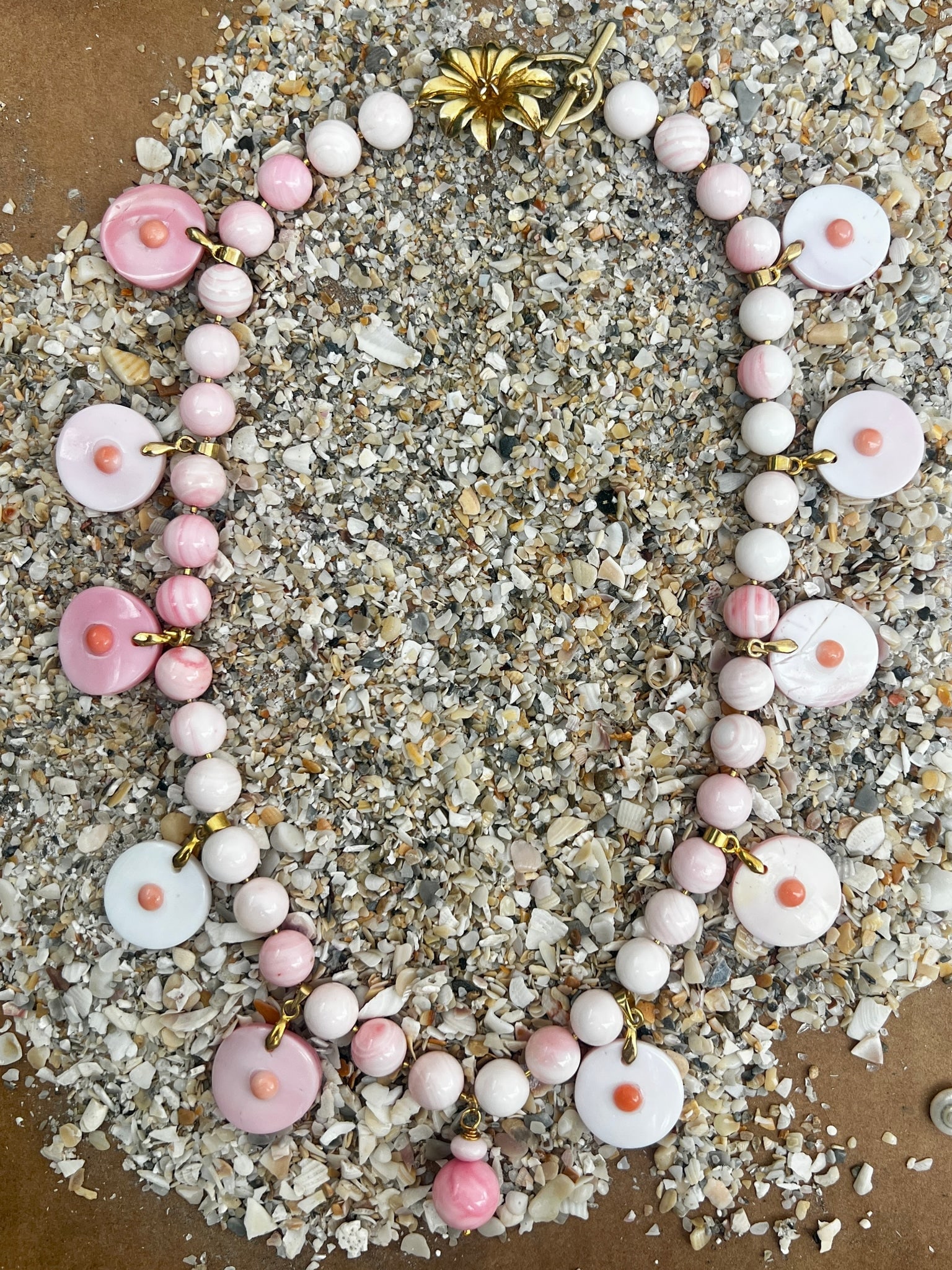 Conch Shell 16" Necklace with Coral - 6