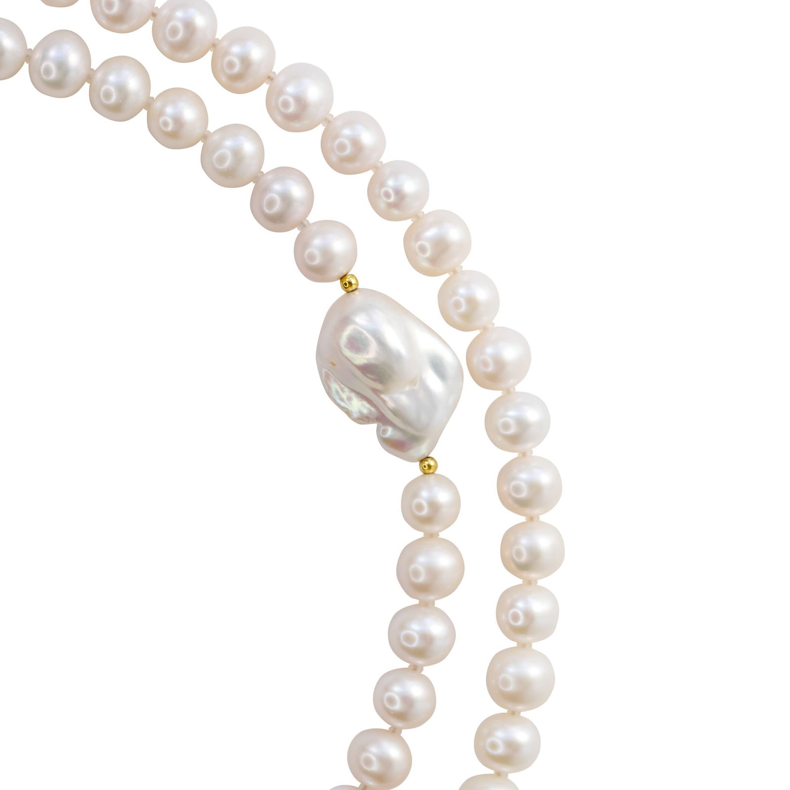 Baroque Pearls Rope Necklace 18K Gold - 4
