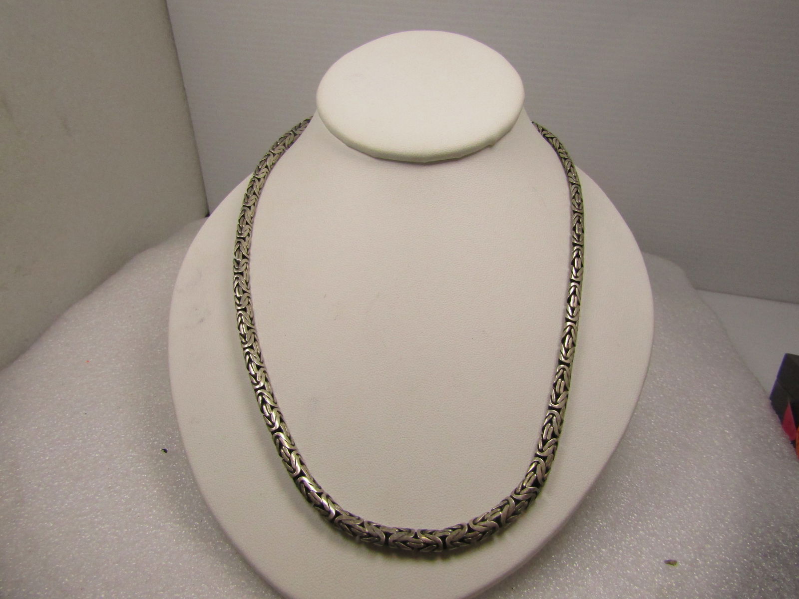 Vintage Sterling Silver 5mm Byzantine Necklace, 20" Hook Clasp. 1980's-1990's Signed BA: Title:Vintage Sterling Silver 5mm Byzantine Necklace, 20" Hook Clasp. 1980's-1990's Signed BA Description:Vintage Sterling Silver 5mm Byzantine Necklace, 20" Hook Clasp. Unisex. 1980's-1990's Signed B