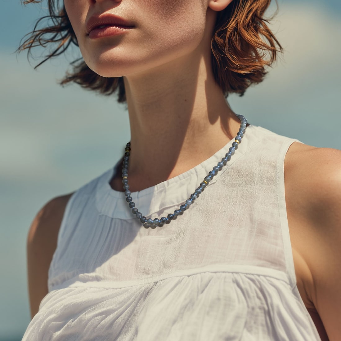 Translucent Gray Labradorite Necklace - 6