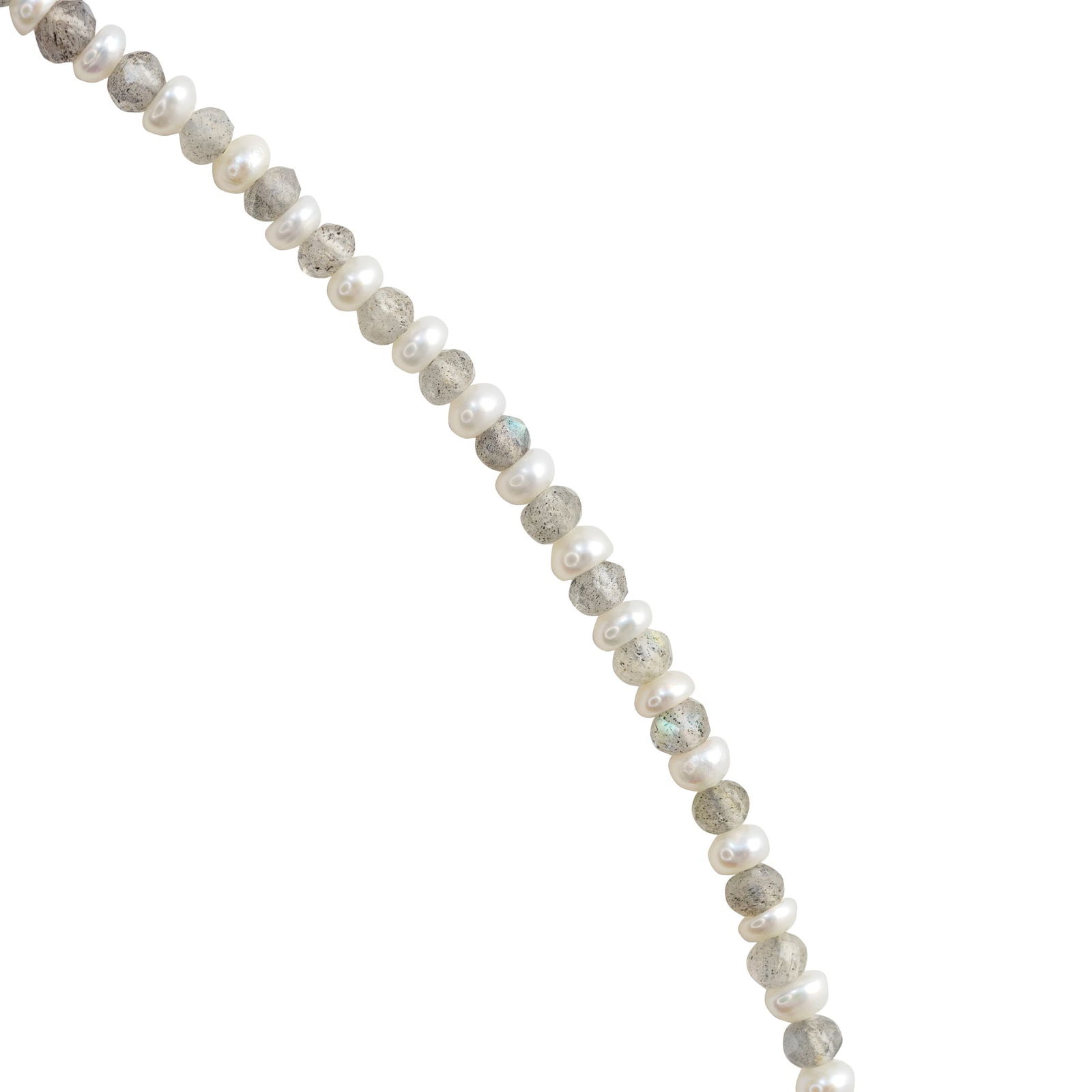 Lustra Tiny Pearl Labradorite Necklace 14K Gold - 7