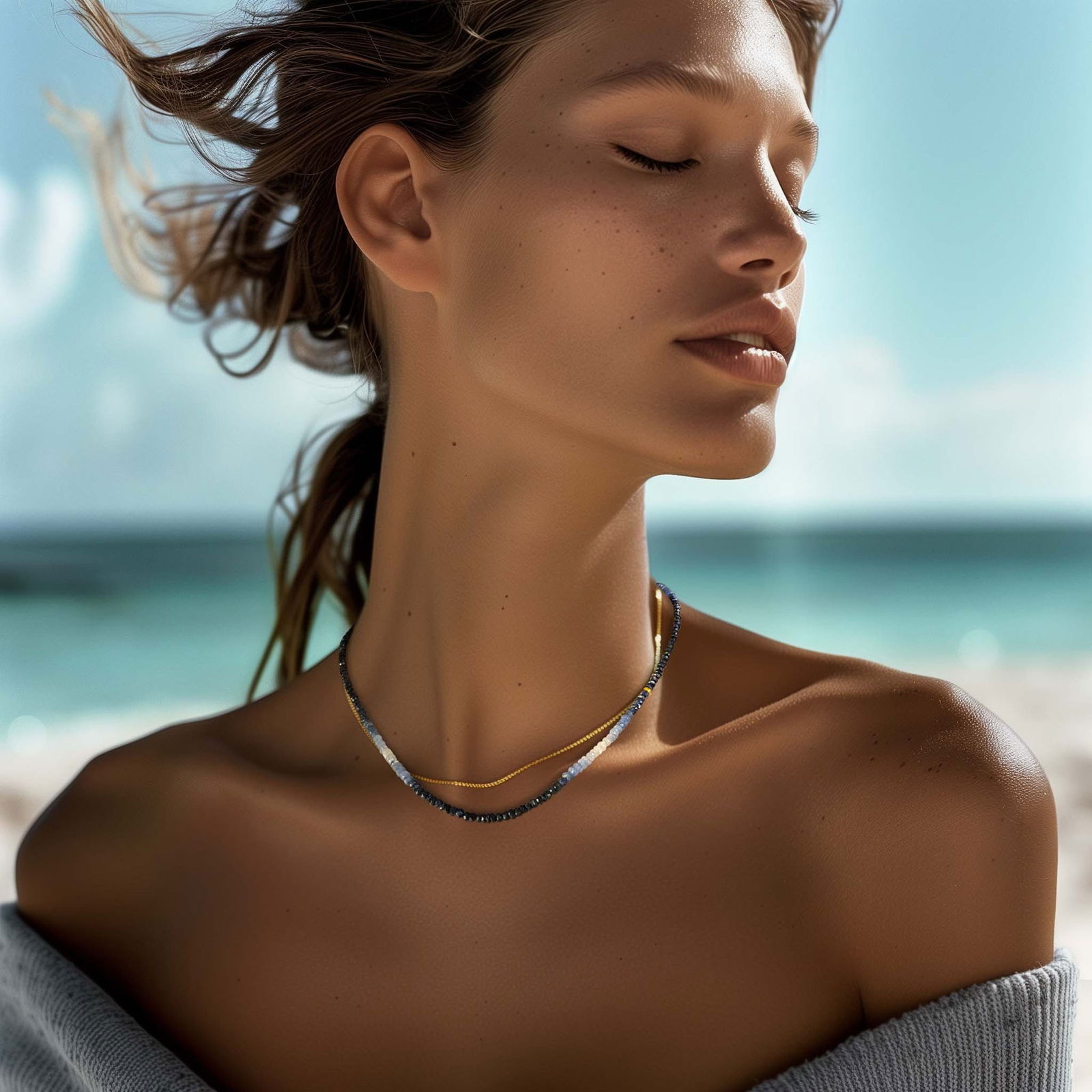 Birthstone September Blue Sapphire Ombre Necklace - 6