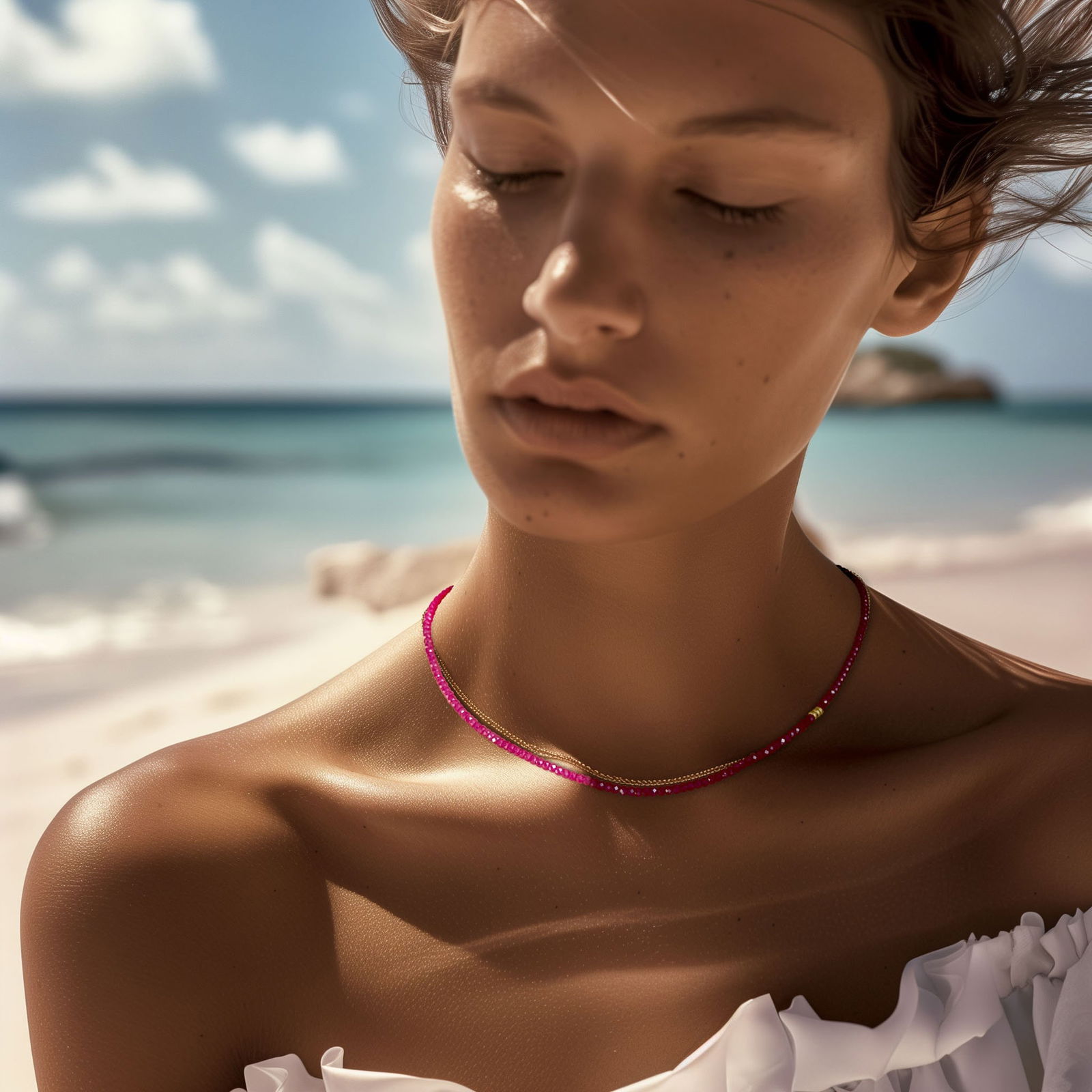 Birthstone July Ruby Necklace 18K Gold - 2