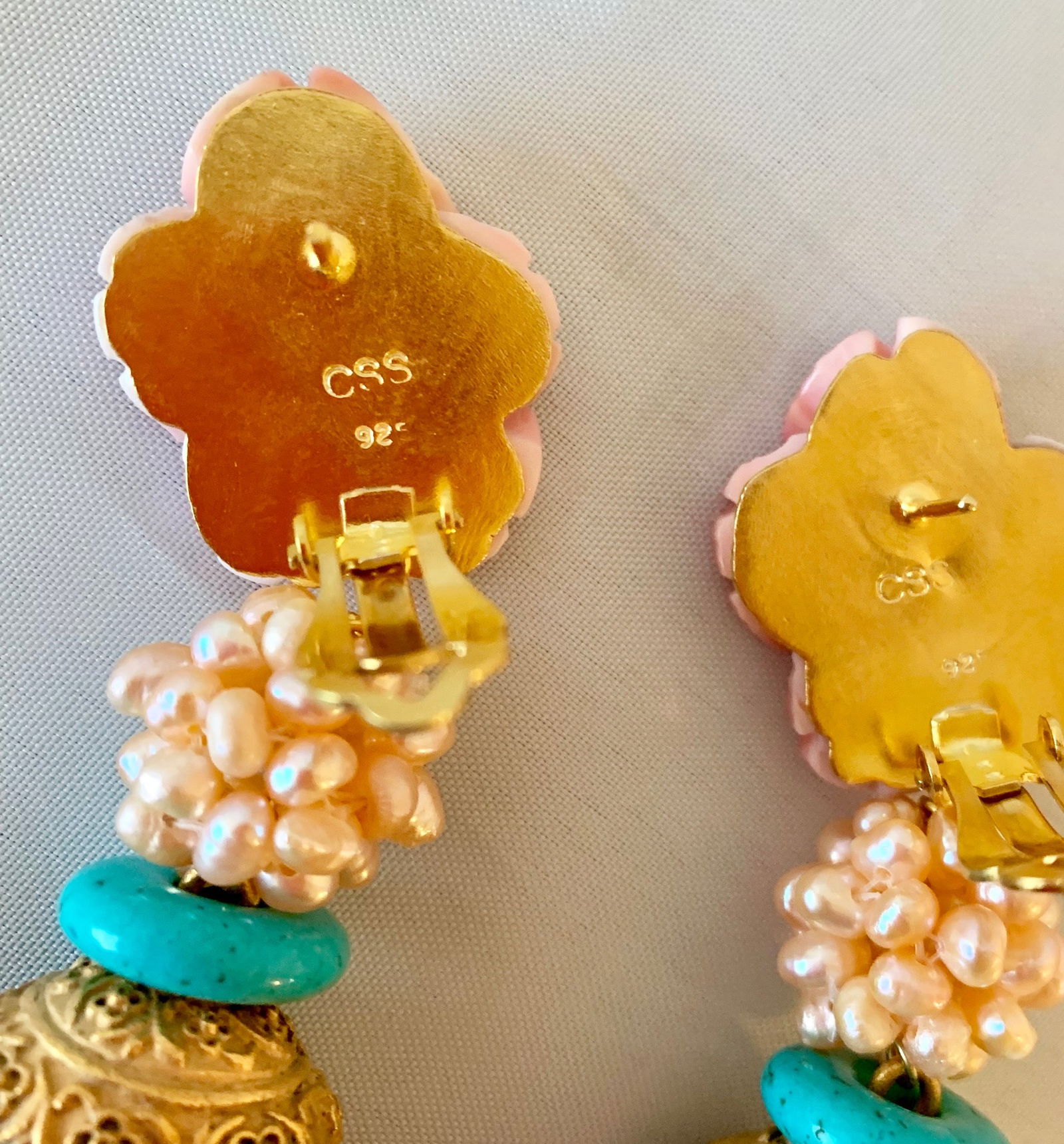 Big Pink Shell Earrings - 2