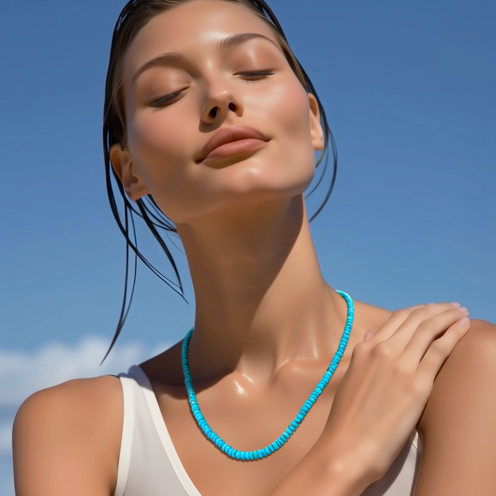 December Birthstone Turquoise 18k Gold Necklace - 7