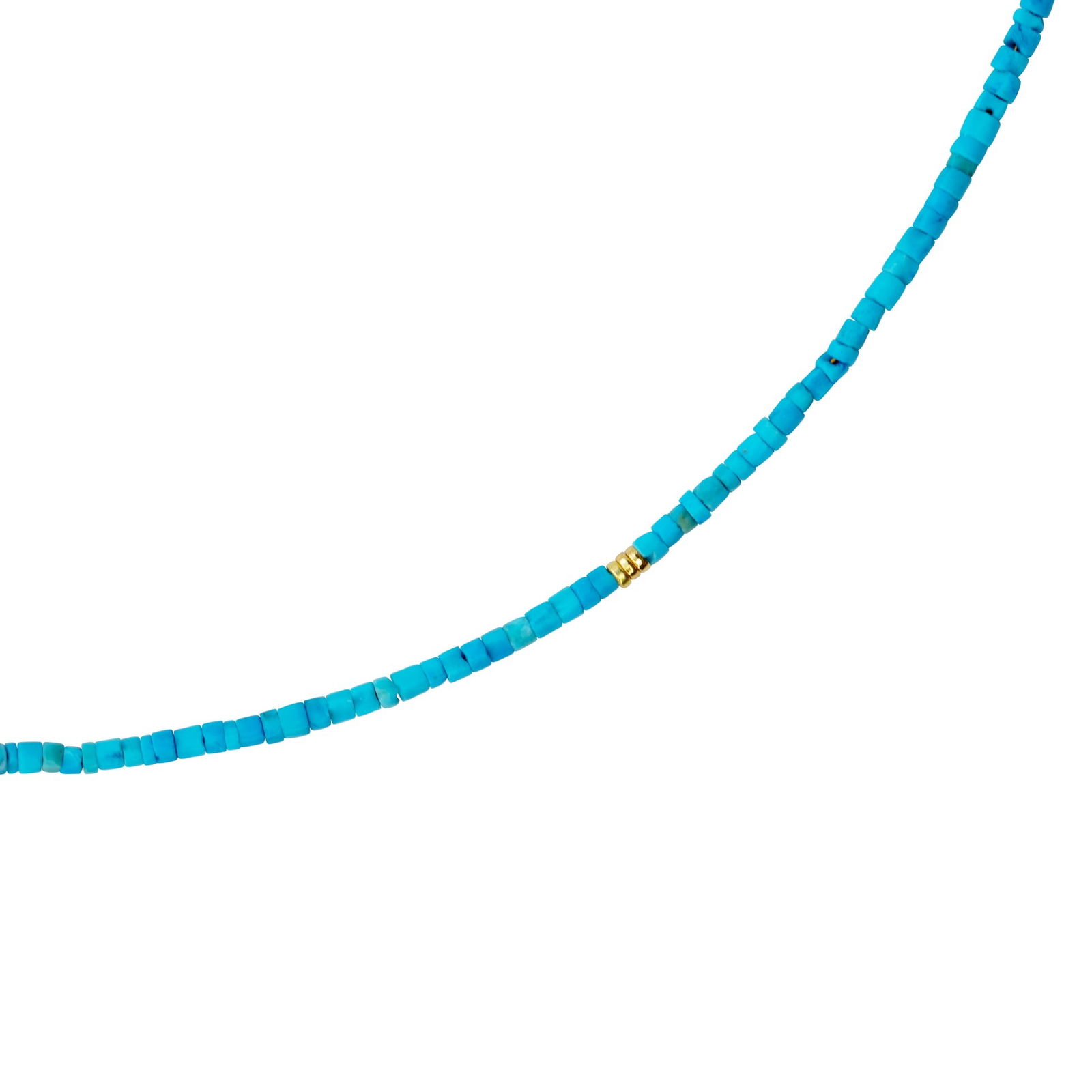 Tiny Turquoise Tube 18k Gold Necklace - 5