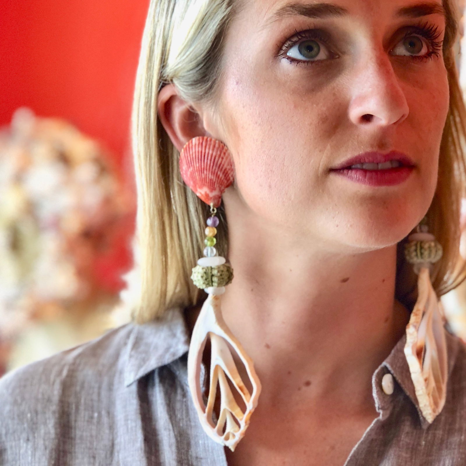 Fun, Fun, Fun Clip Scallop and Cut Shell Earrings - 2