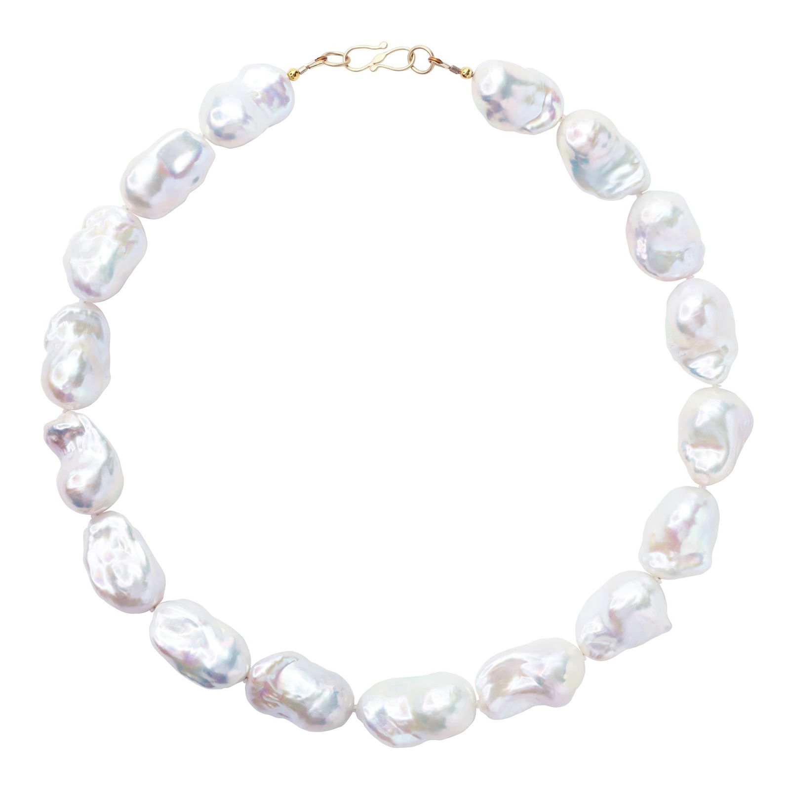 Extra Large White Baroque Pearl & 18k Gold Necklace II