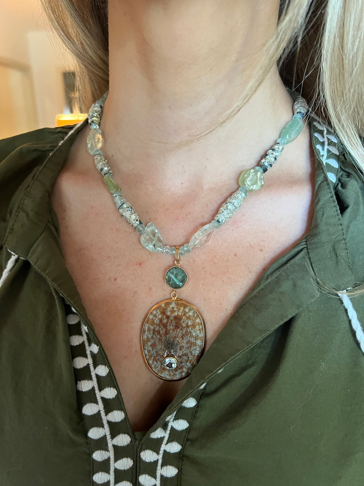 Necklace of Roman Glass and Aquamarine - 2