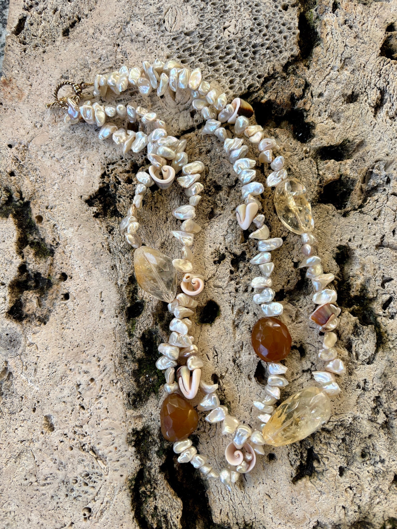 Keisha Pearl & Citrine Necklace