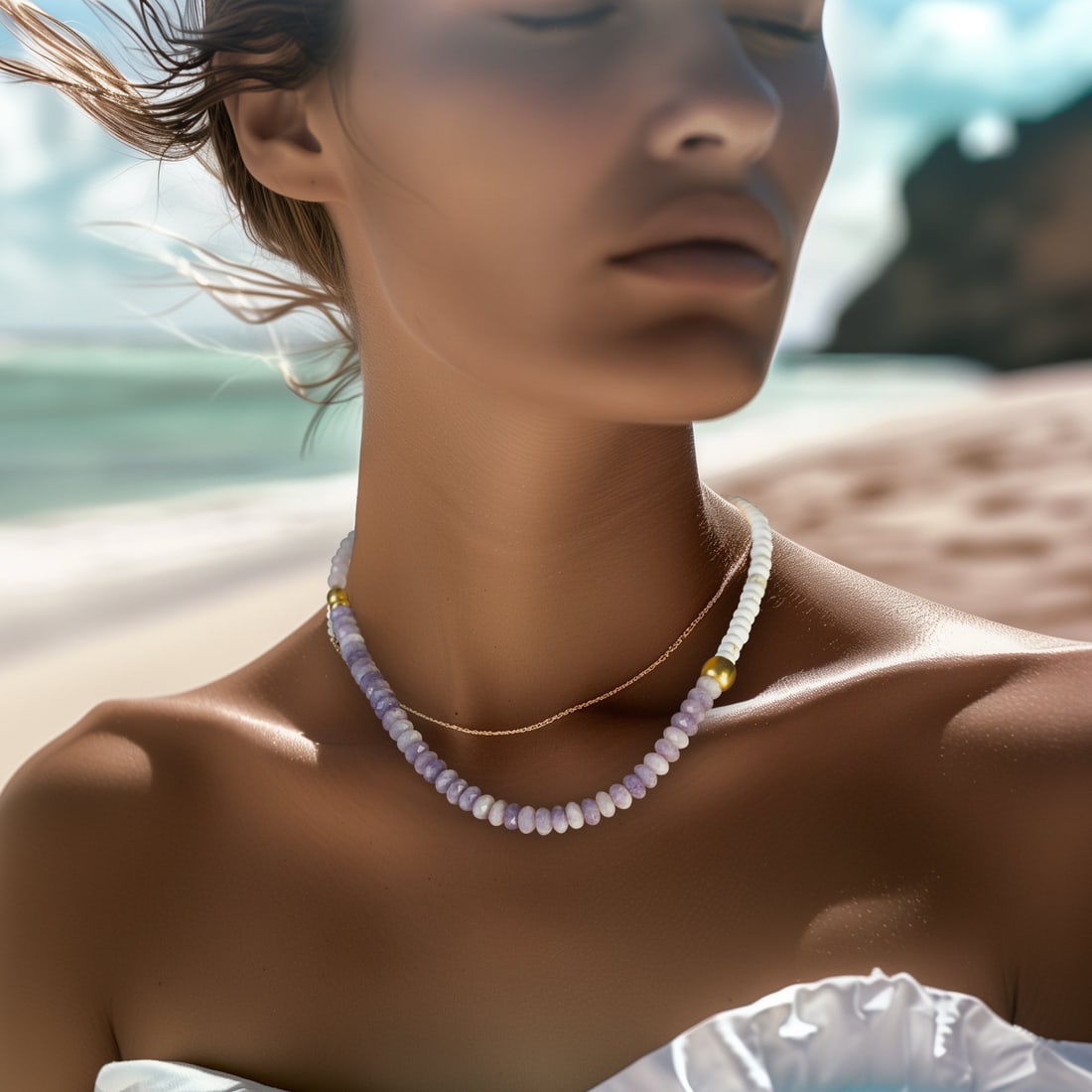 Kunzite White Turquoise Necklace - 2